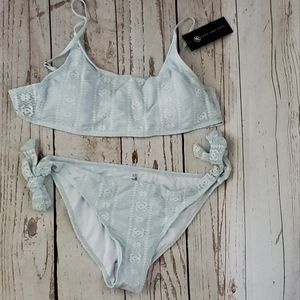 Kara and Kate antique look lace bikini pale blue Large